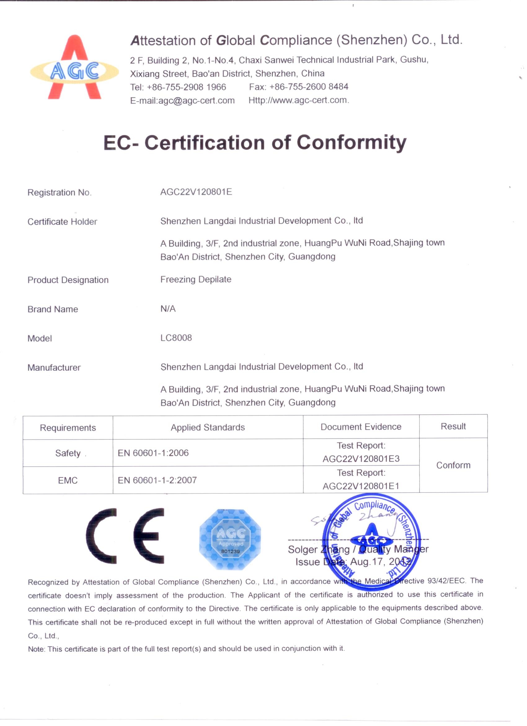 China Shenzhen Langdai Industrial Development Co., Ltd. Zertifizierungen